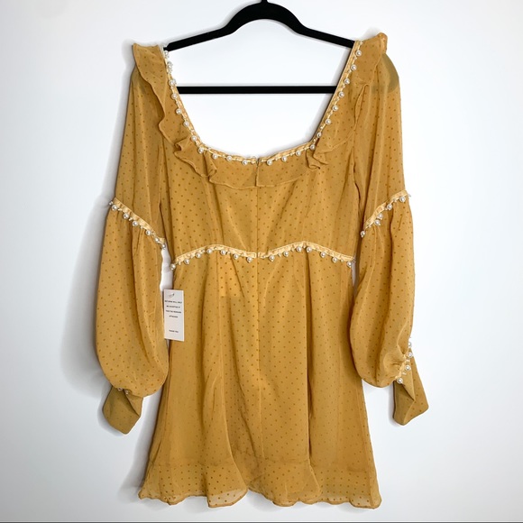 For Love & Lemons Marquee Mini Dress Mustard M NWT - Picture 15 of 16
